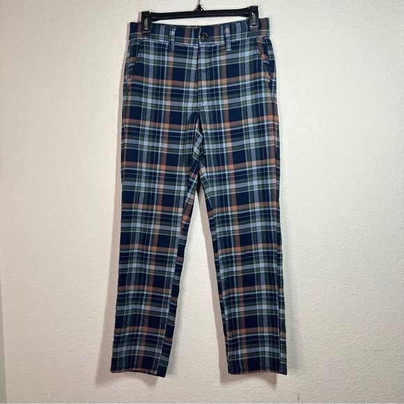 American Eagle Blue‎ Plaid Super Hi Rise Skinny Trouser Pants Women's Size 2 - Picture 1 of 10